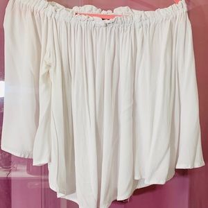 White off the shoulder shirt w/ bell sleeves